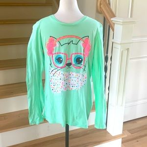 Kitty Cat Tee cotton Long Sleeve Shirt Girls XL